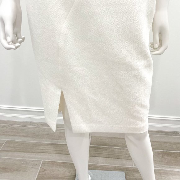 Black Halo Puma Sleeveless Sheath Dress Pebble Crepe White Sugar/Pink Size 8 - Picture 9 of 16